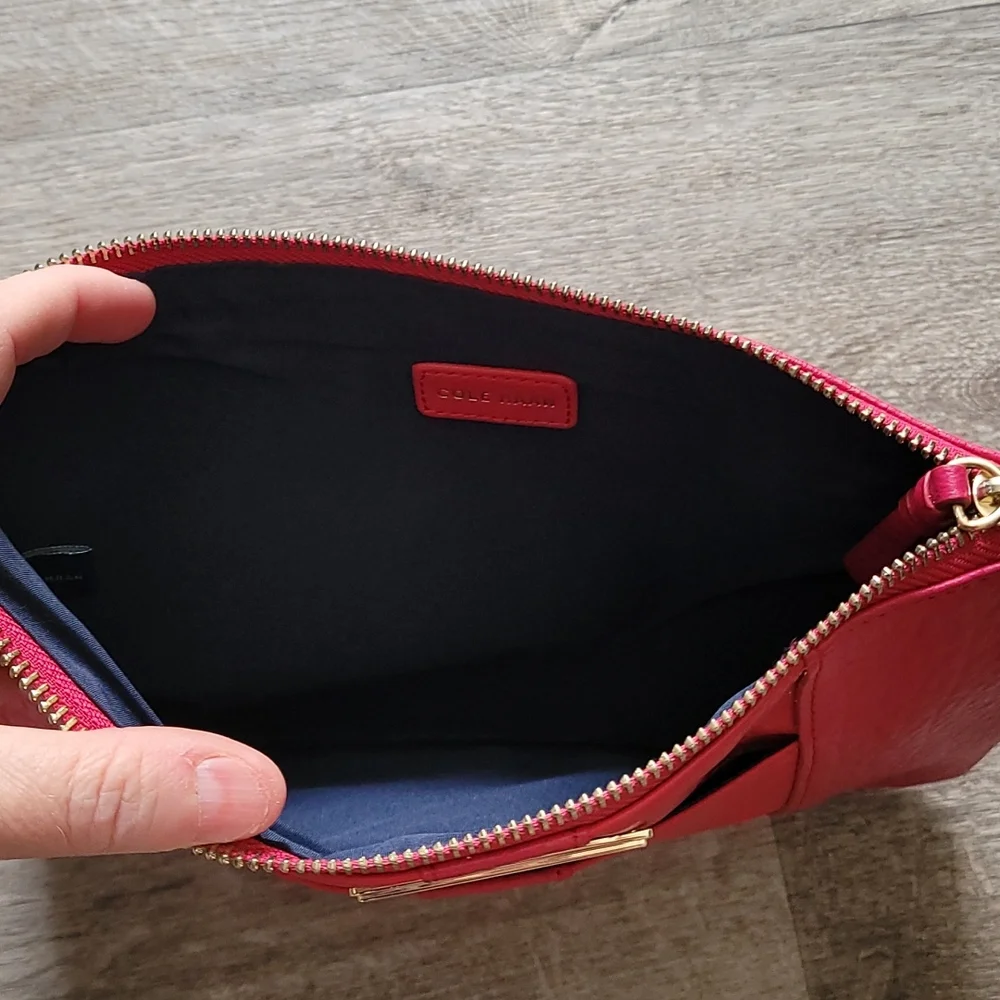 Pink Pebble Leather Clutch